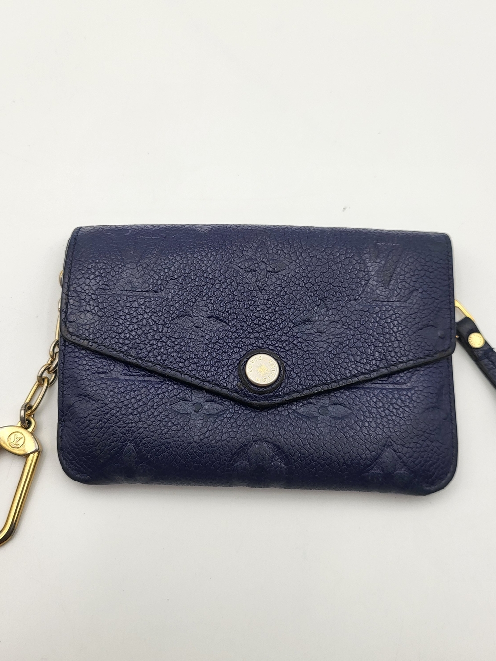 Louis Vuitton Monogram Navy Blue Empreinte Leather Key Pouch.. Authentic..